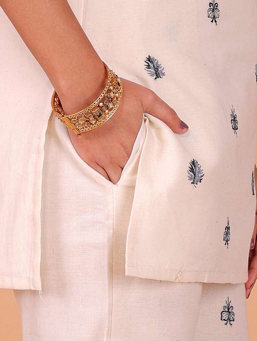 women self design three quarter sleeve ethnic co-ord set - 22408670 -  Standard Image - 1