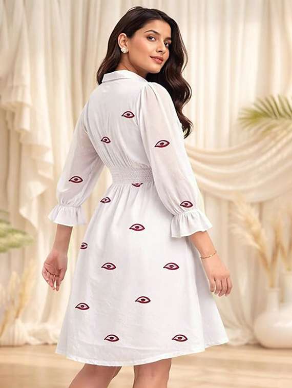 women embroidered v neck a-line dress - 22408681 -  Standard Image - 4