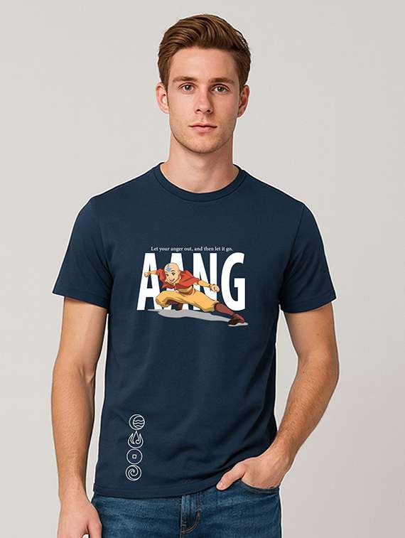 navy blue cotton chest print tshirt