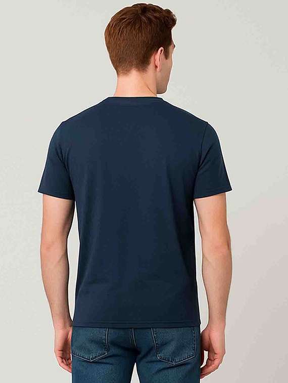 navy blue cotton chest print tshirt - 22408756 -  Standard Image - 1