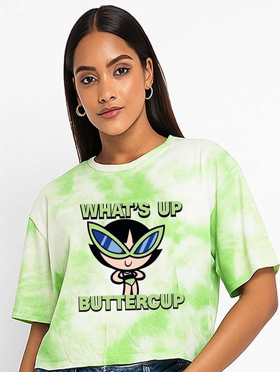 women printed short sleeve crop t-shirt