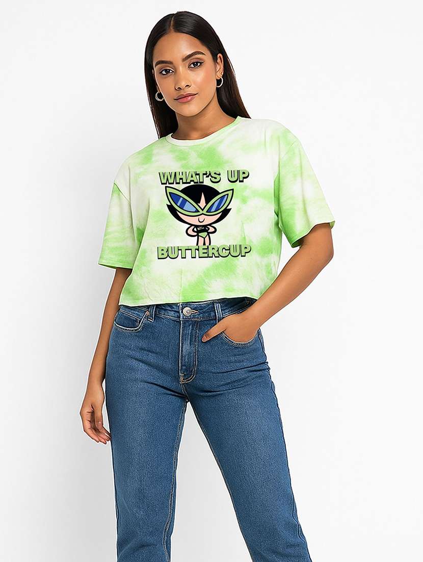 women printed short sleeve crop t-shirt - 22408811 -  Standard Image - 1