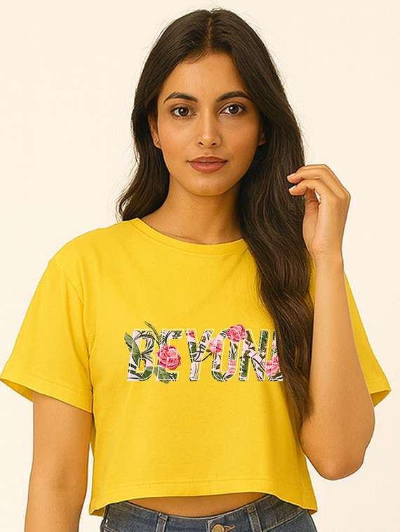 women printed short sleeve crop t-shirt - 22408831 -  Standard Image - 1