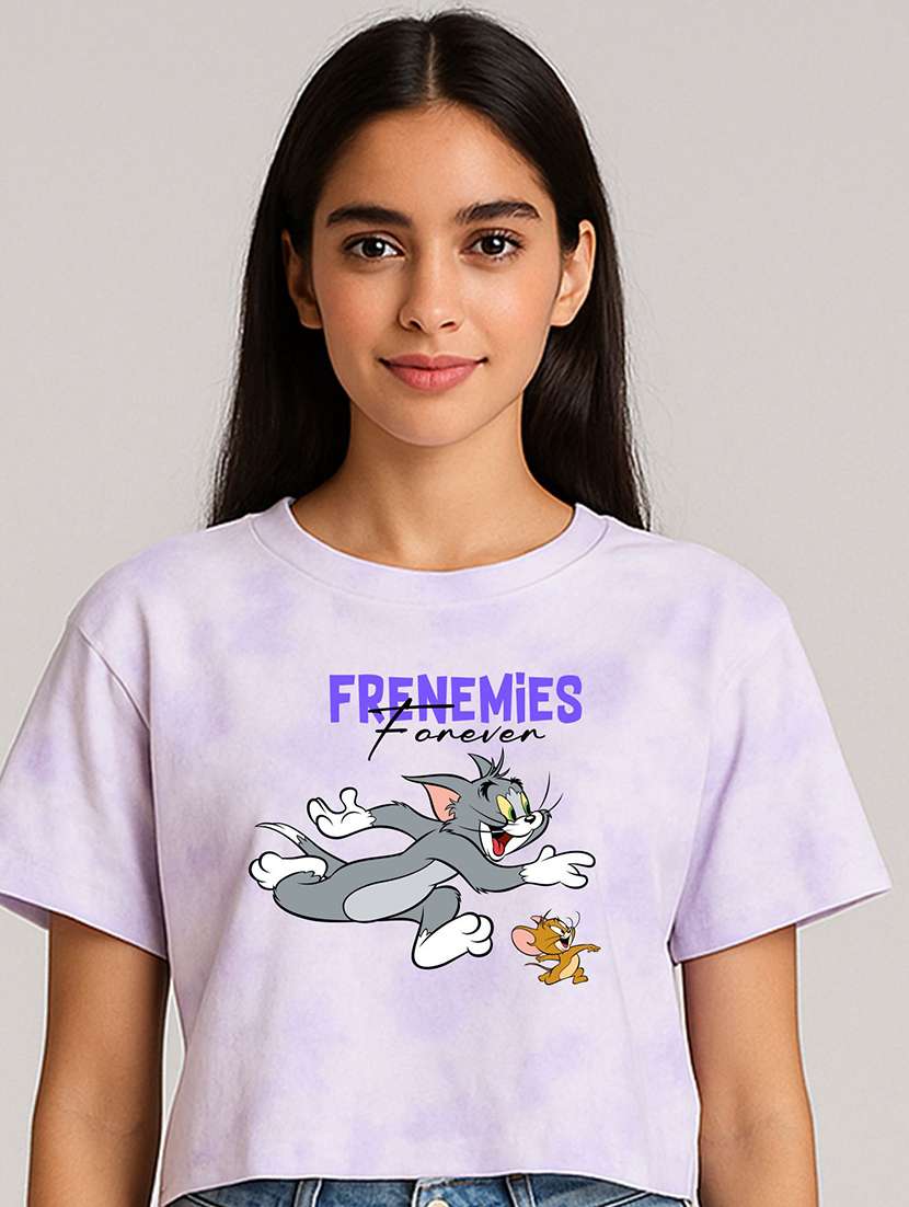 women printed short sleeve crop t-shirt - 22408834 -  Standard Image - 1