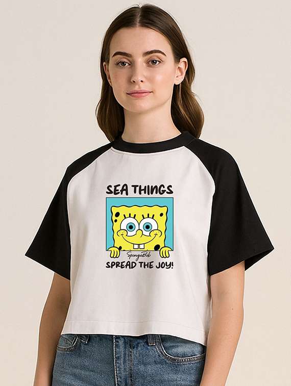 women printed short sleeve crop t-shirt