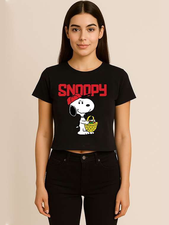 women printed short sleeve crop t-shirt