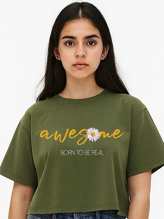 women printed short sleeve crop t-shirt - 22408887 -  Standard Image - 1