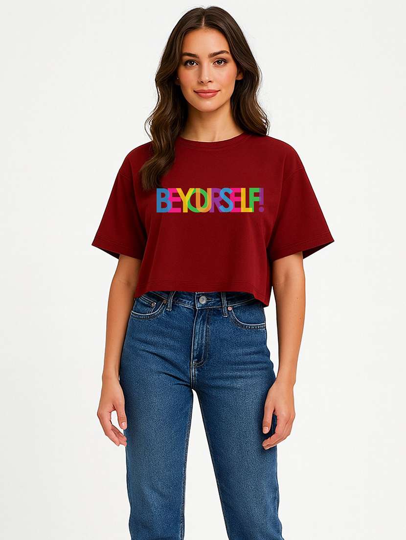 women printed short sleeve crop t-shirt - 22408893 -  Standard Image - 1