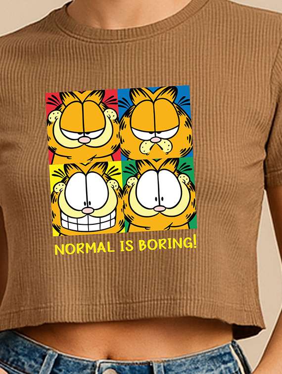 women printed short sleeve crop t-shirt - 22408905 -  Standard Image - 1