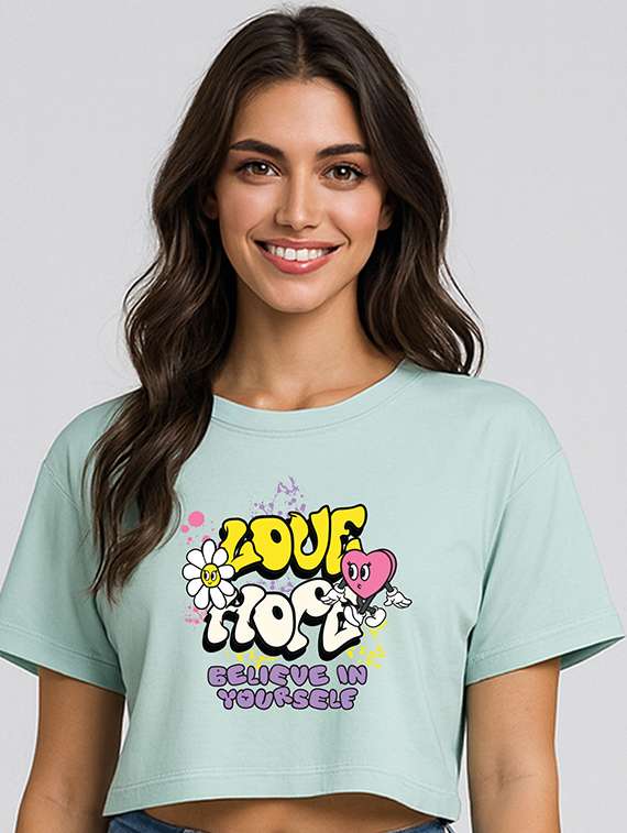 women printed short sleeve crop t-shirt - 22408920 -  Standard Image - 1