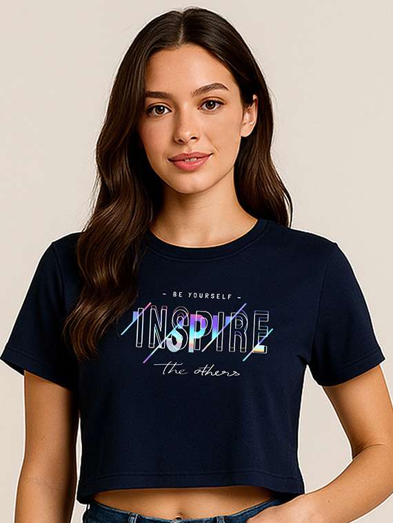 women printed short sleeve crop t-shirt - 22408933 -  Standard Image - 1