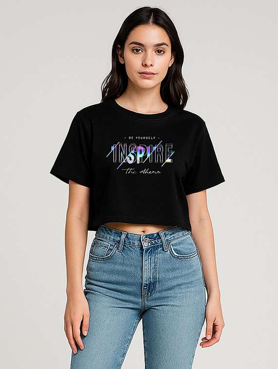 women printed short sleeve crop t-shirt - 22408950 -  Standard Image - 1