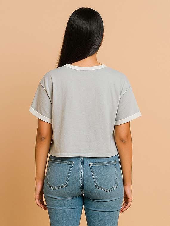 women printed short sleeve crop t-shirt - 22408965 -  Standard Image - 1