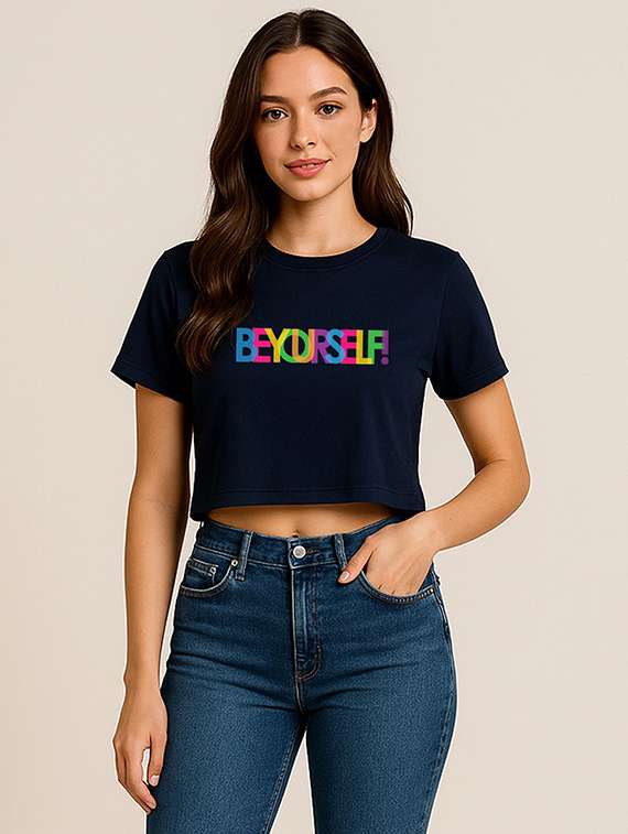 women printed short sleeve crop t-shirt - 22408972 -  Standard Image - 1