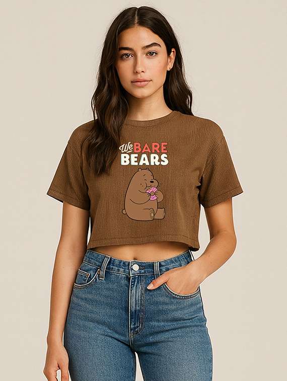 women printed short sleeve crop t-shirt