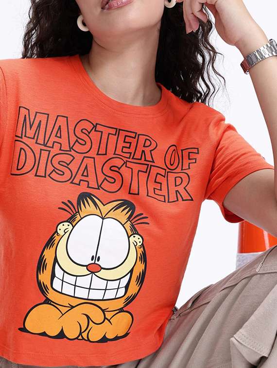 women printed short sleeve crop t-shirt - 22409013 -  Standard Image - 1