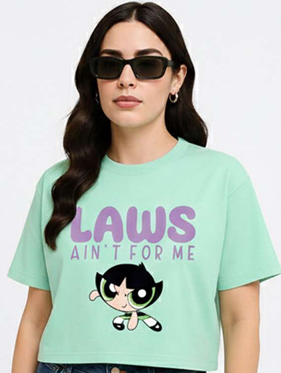 women printed short sleeve crop t-shirt