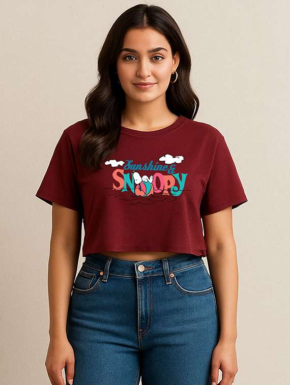women printed short sleeve crop t-shirt