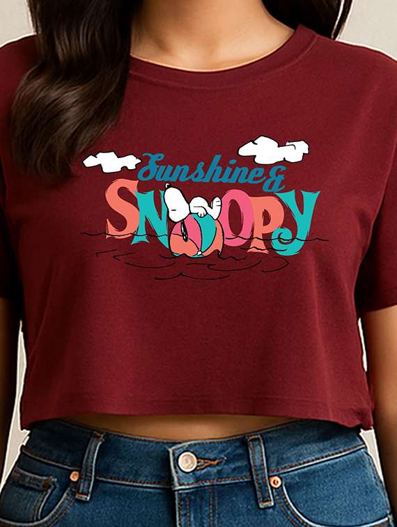 women printed short sleeve crop t-shirt - 22409106 -  Standard Image - 1