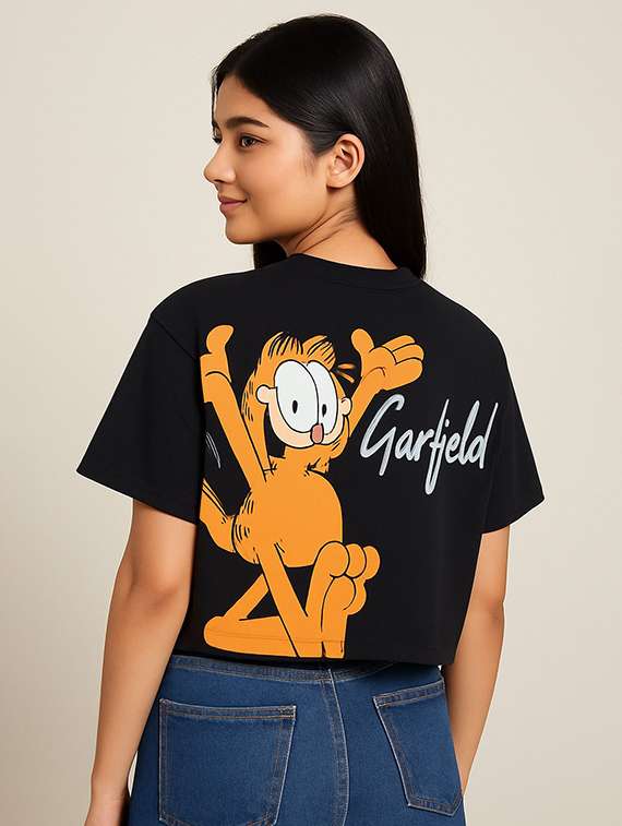 women printed short sleeve crop t-shirt