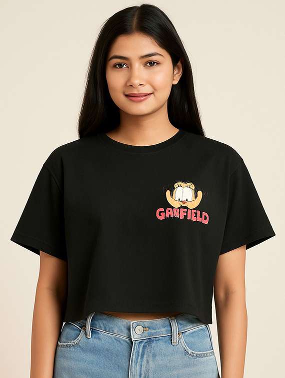 women printed short sleeve crop t-shirt - 22409108 -  Standard Image - 1