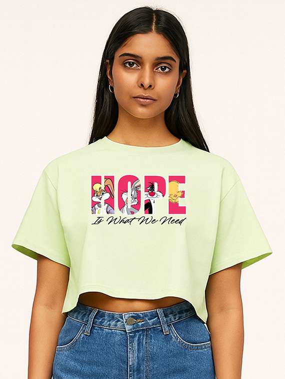 women printed short sleeve crop t-shirt