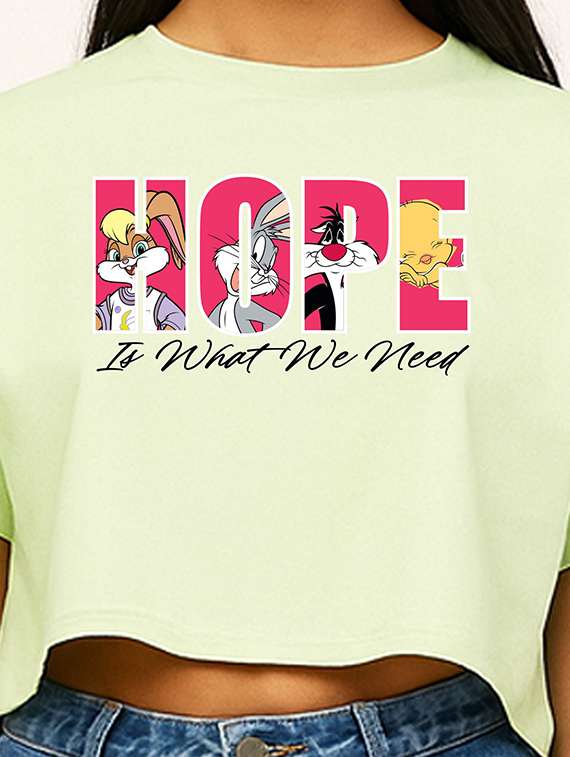 women printed short sleeve crop t-shirt - 22409113 -  Standard Image - 1