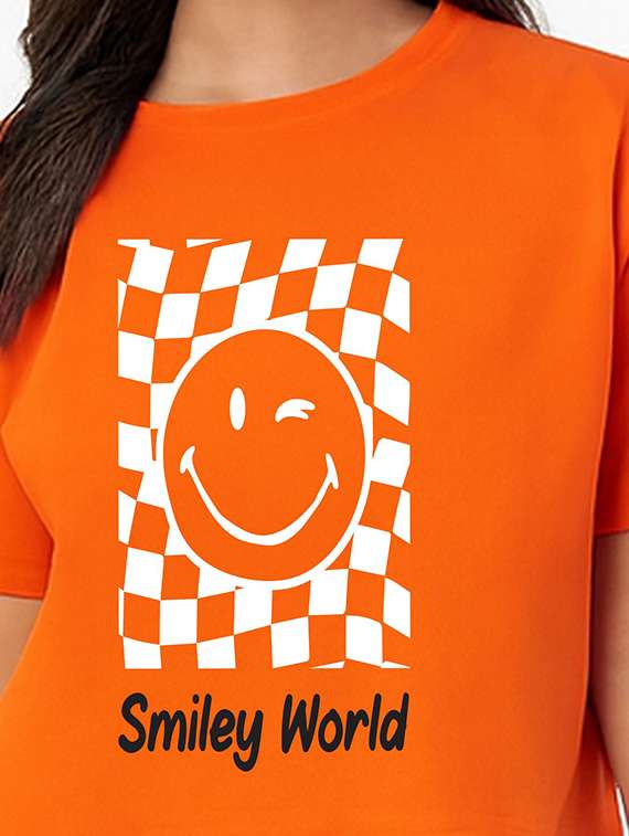 women printed short sleeve crop t-shirt - 22409116 -  Standard Image - 1