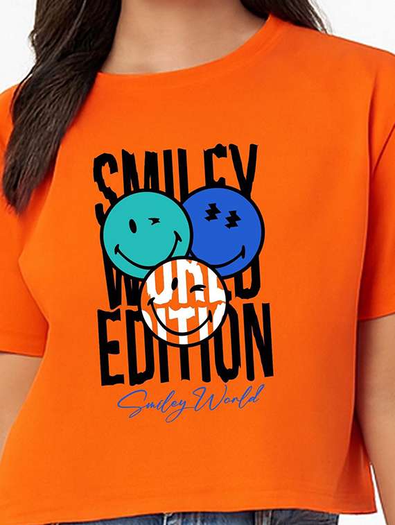 women printed short sleeve crop t-shirt - 22409118 -  Standard Image - 1