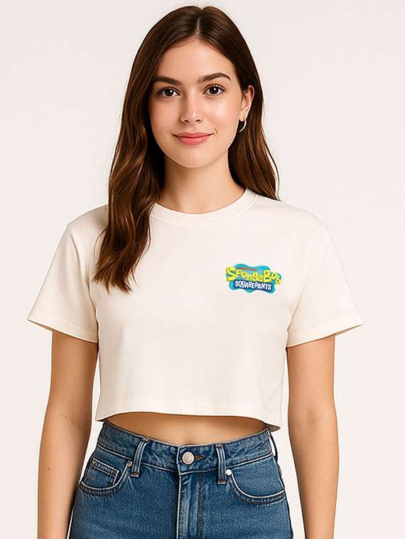 women printed short sleeve crop t-shirt - 22409121 -  Standard Image - 1