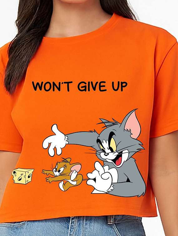 women printed short sleeve crop t-shirt - 22409126 -  Standard Image - 1