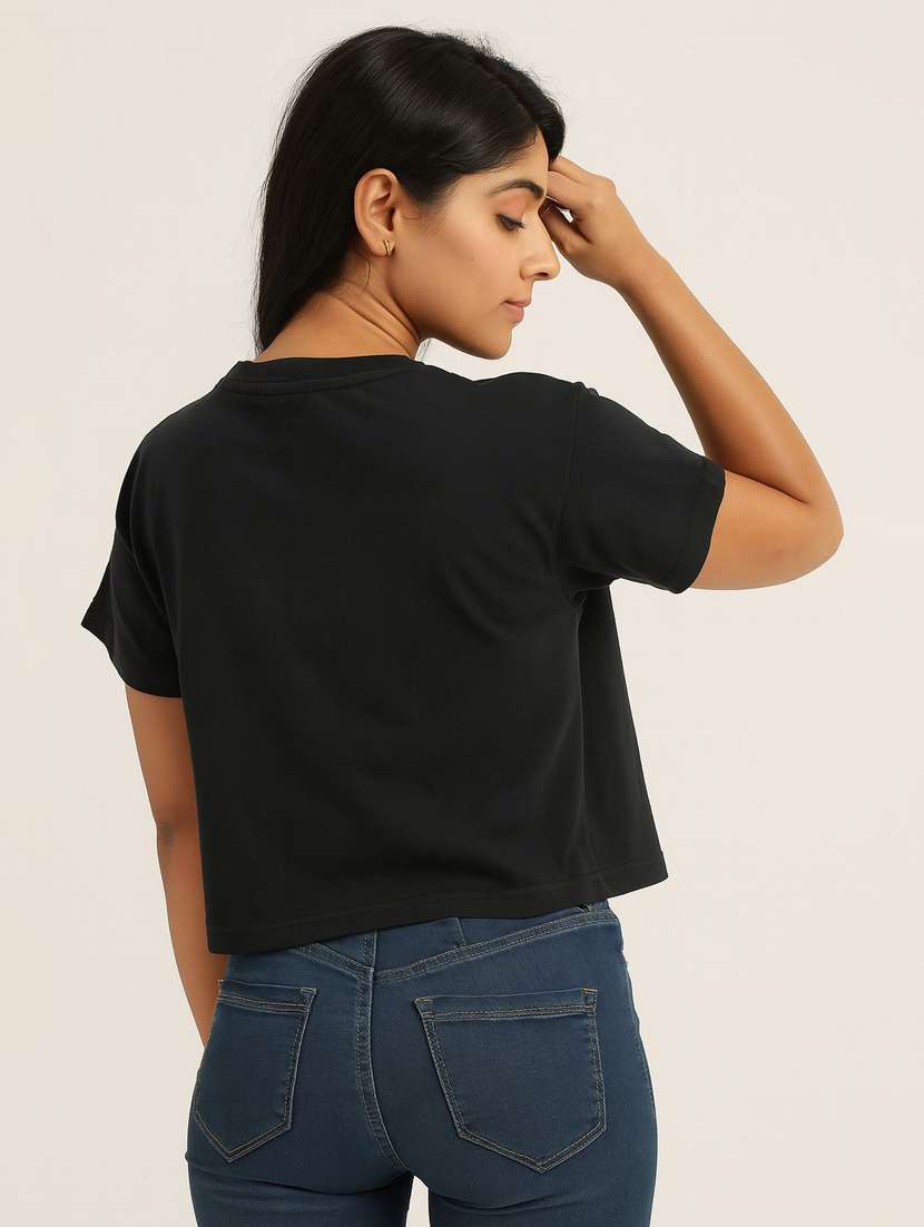 women printed short sleeve crop t-shirt - 22409139 -  Standard Image - 1