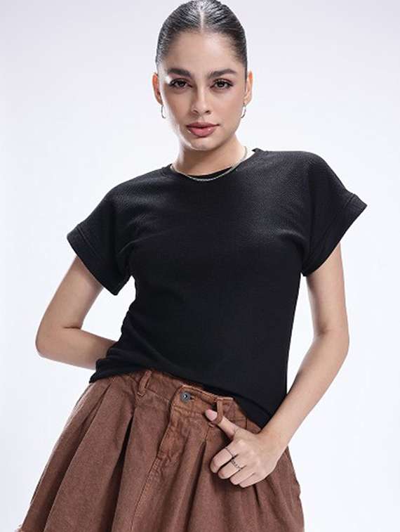 women solid short sleeve t-shirt