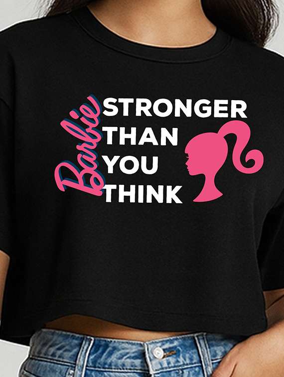 Women Printed Short Sleeve Crop T-shirt - 22409178 -  Standard Image - 1