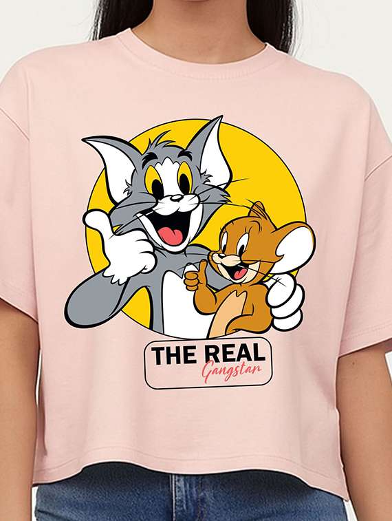 women printed short sleeve crop t-shirt - 22409185 -  Standard Image - 1