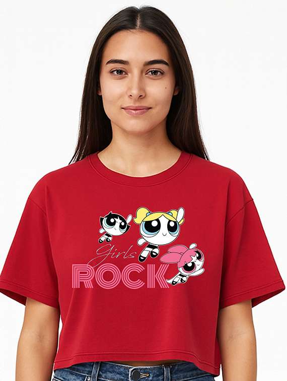 women printed short sleeve crop t-shirt