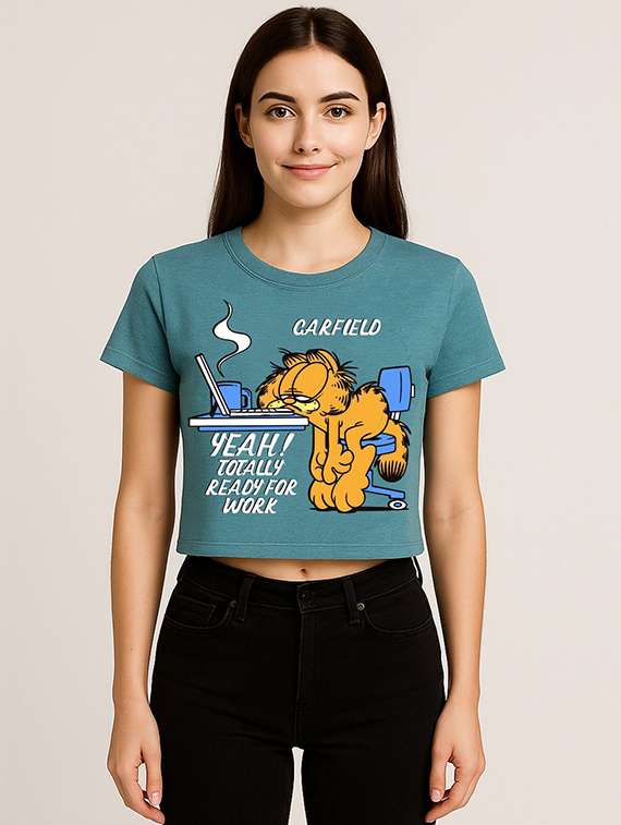 women printed short sleeve crop t-shirt - 22409204 -  Standard Image - 1