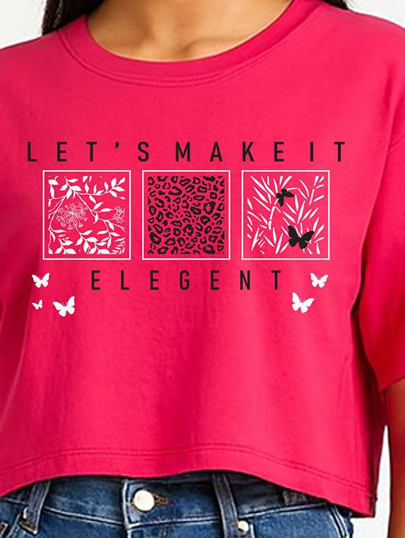 women printed short sleeve crop t-shirt - 22409231 -  Standard Image - 1