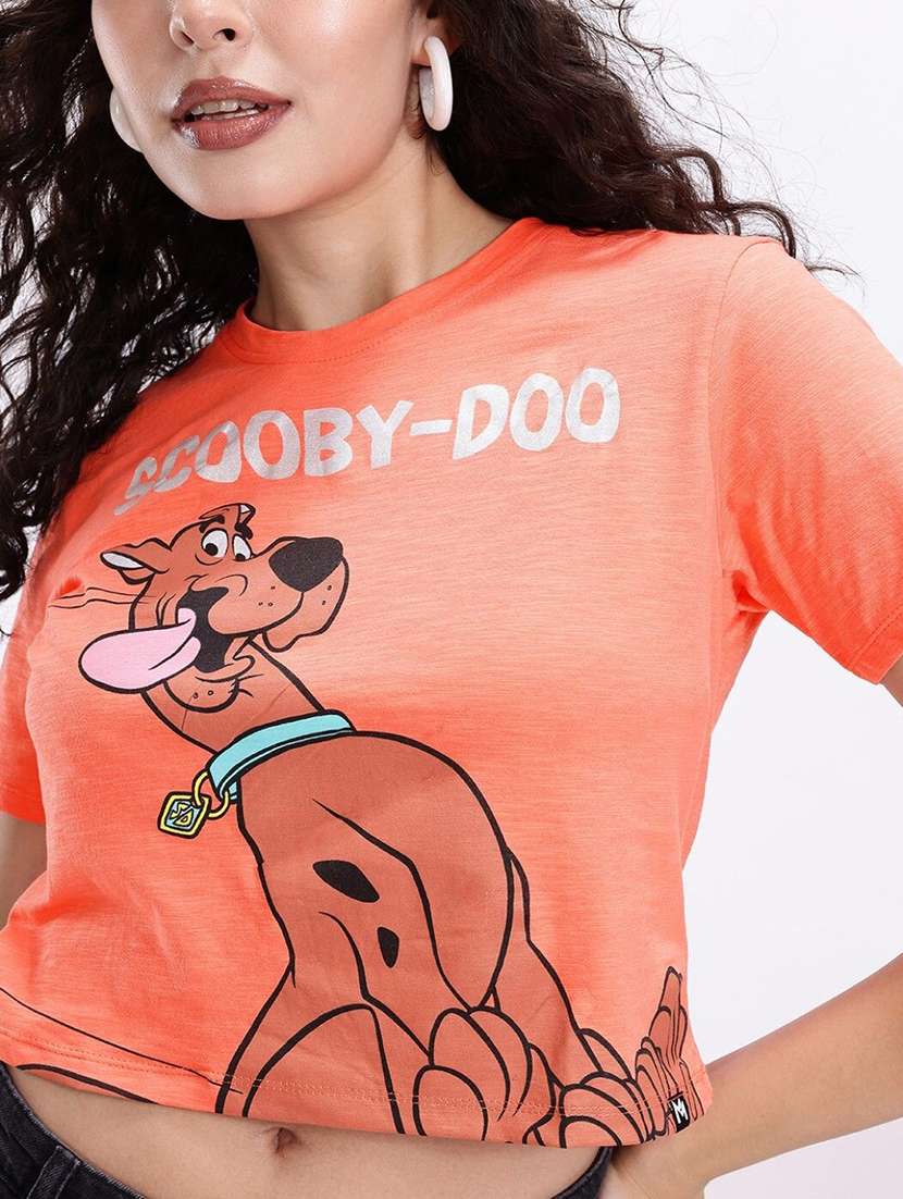 women printed short sleeve crop t-shirt - 22409239 -  Standard Image - 1