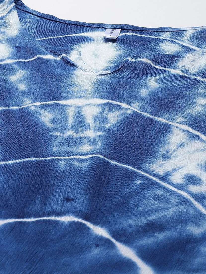 women printed blue a-line viscose midi dress - 22409344 -  Standard Image - 1
