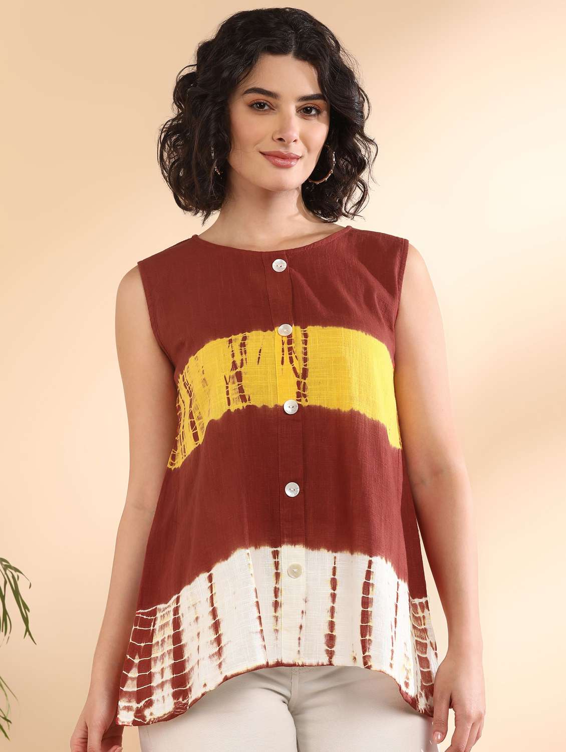 women printed red viscose regular top - 22409359 -  Standard Image - 1