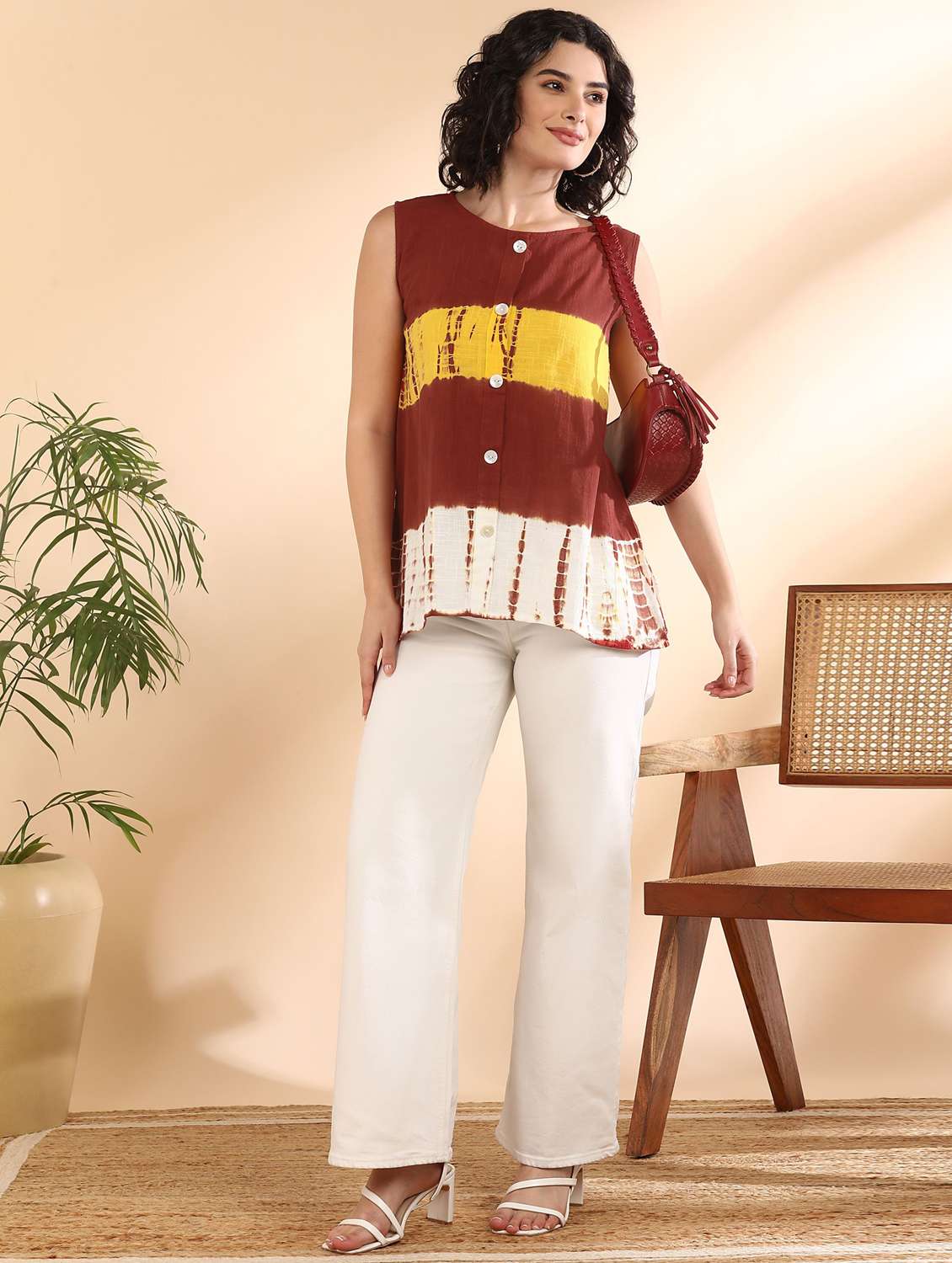 women printed red viscose regular top - 22409359 -  Standard Image - 4