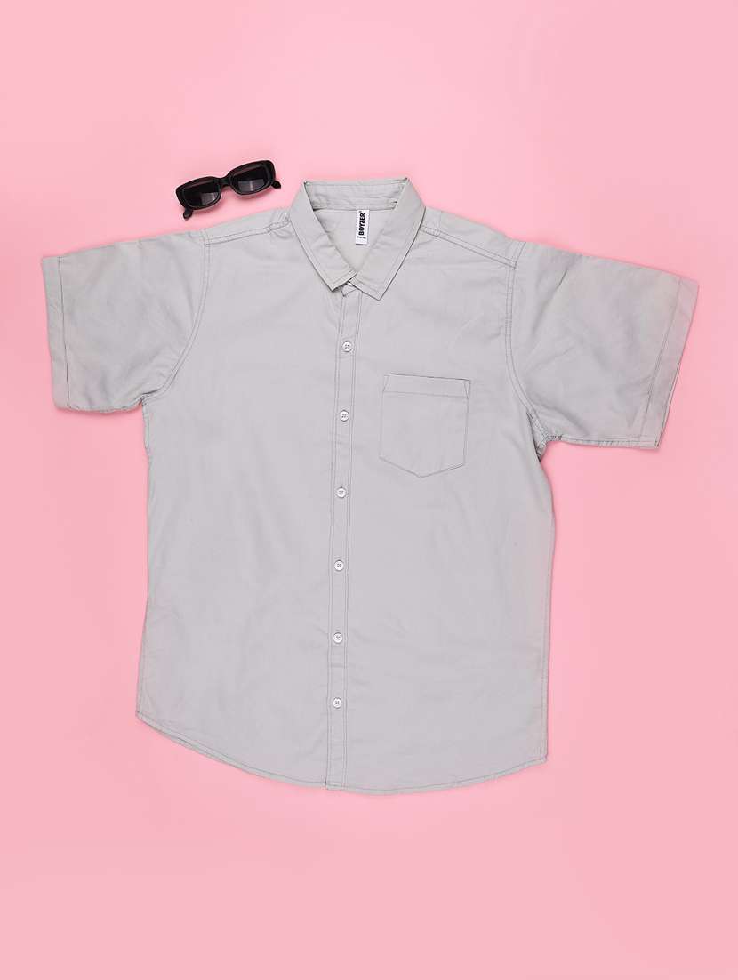 boys solid short sleeves collared shirt - 22410657 -  Standard Image - 1