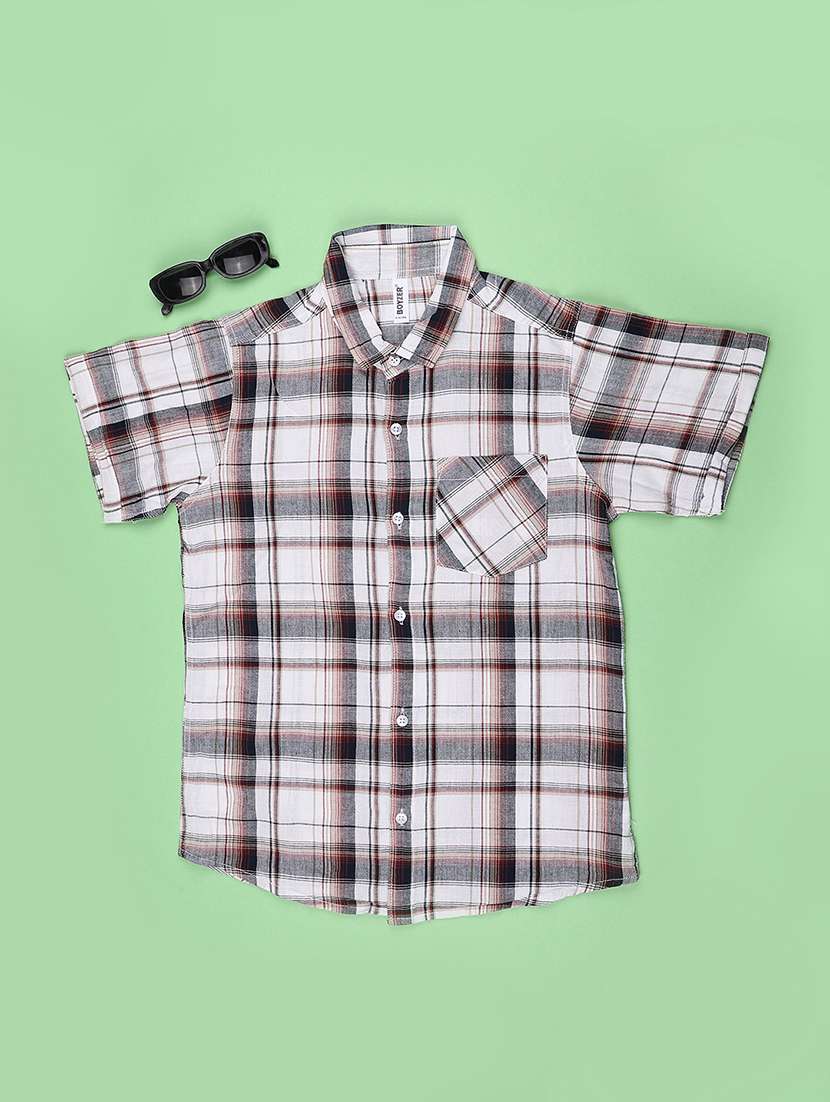 boys checkered short sleeves collared shirt - 22410662 -  Standard Image - 1