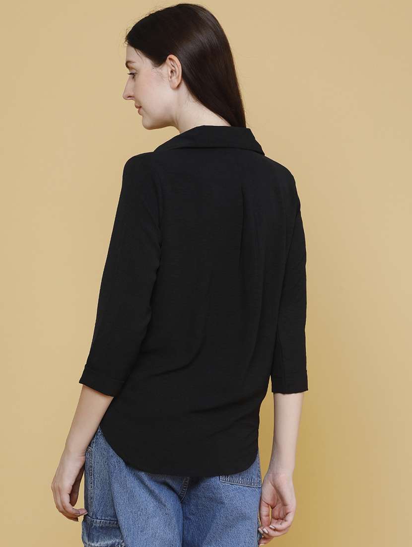 women solid collared regular shirt - 22410744 -  Standard Image - 4