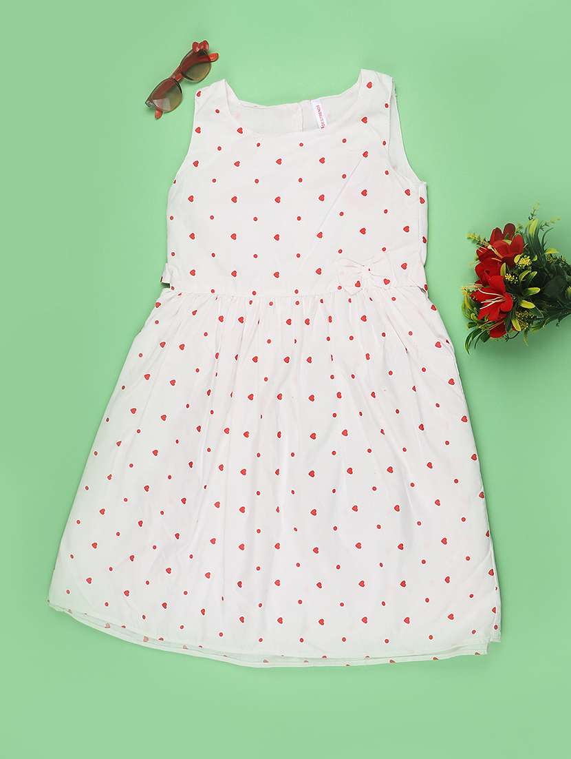 girls printed sleeveless fit & flare dress - 22410776 -  Standard Image - 1