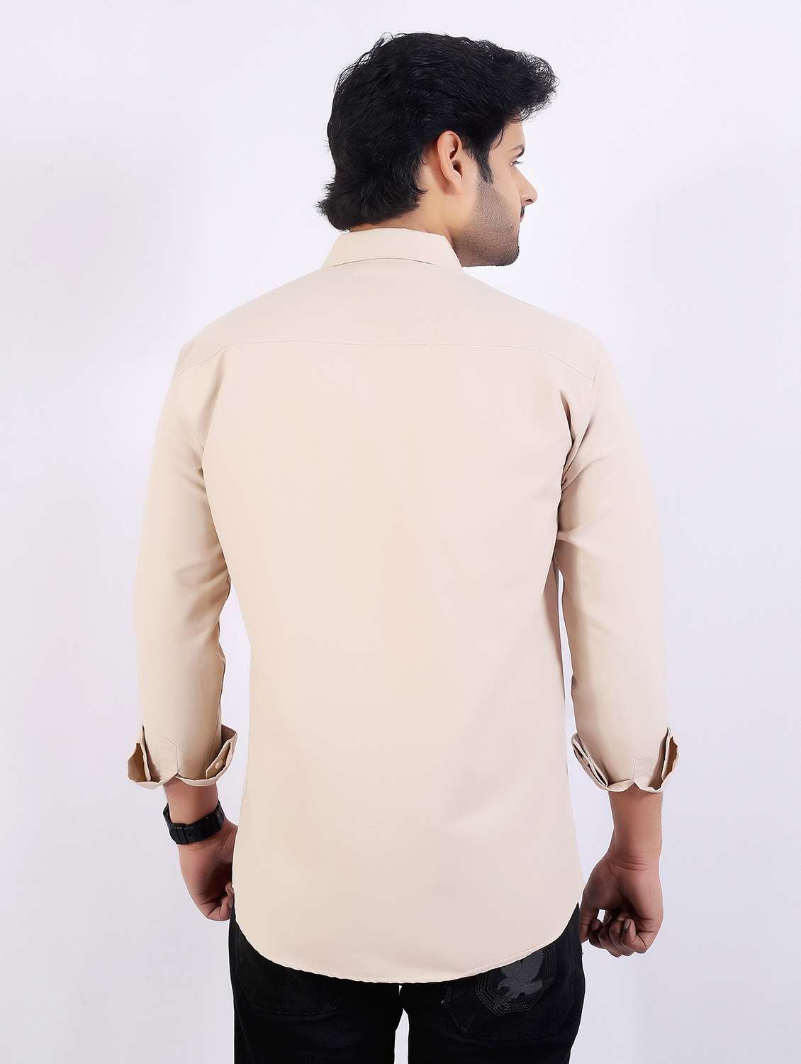 men solid collared long sleeve casual shirt - 22410819 -  Standard Image - 1
