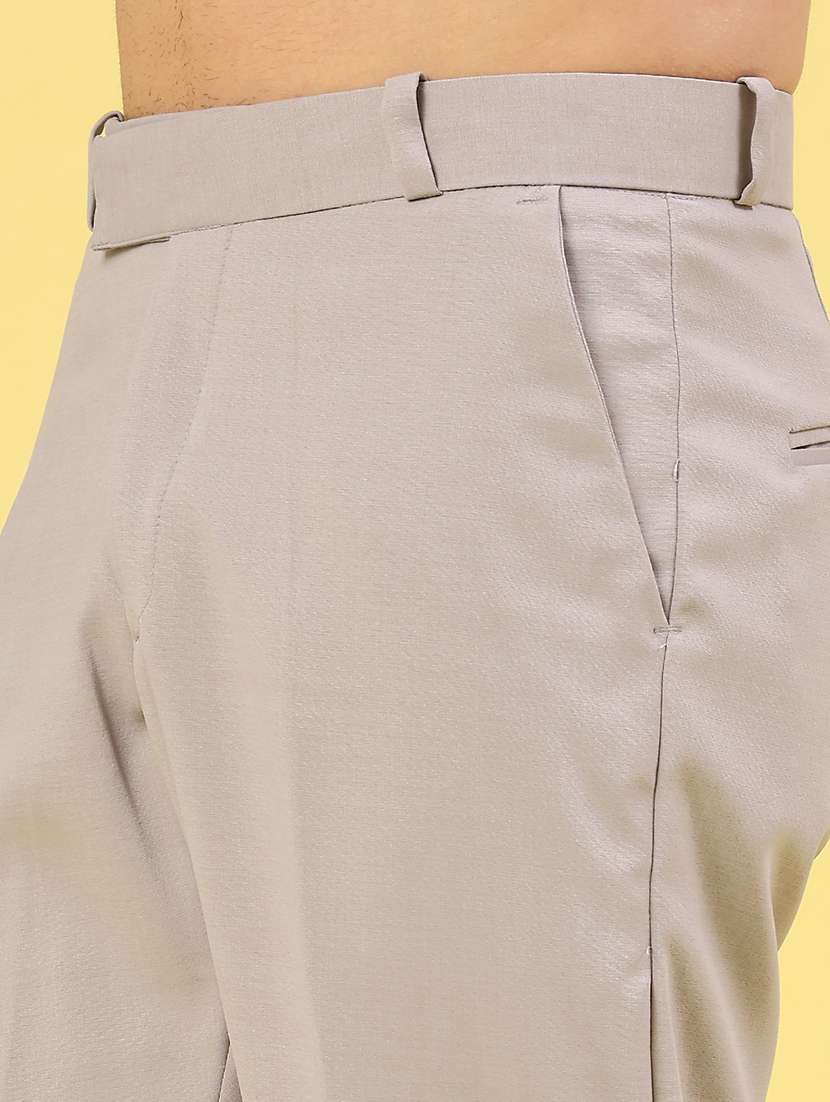 men solid mid rise flat front formal trouser - 22410871 -  Standard Image - 1