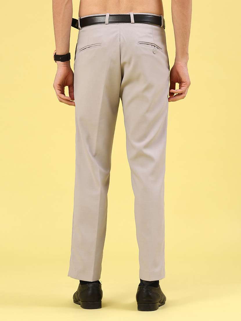 men solid mid rise flat front formal trouser - 22410871 -  Standard Image - 4