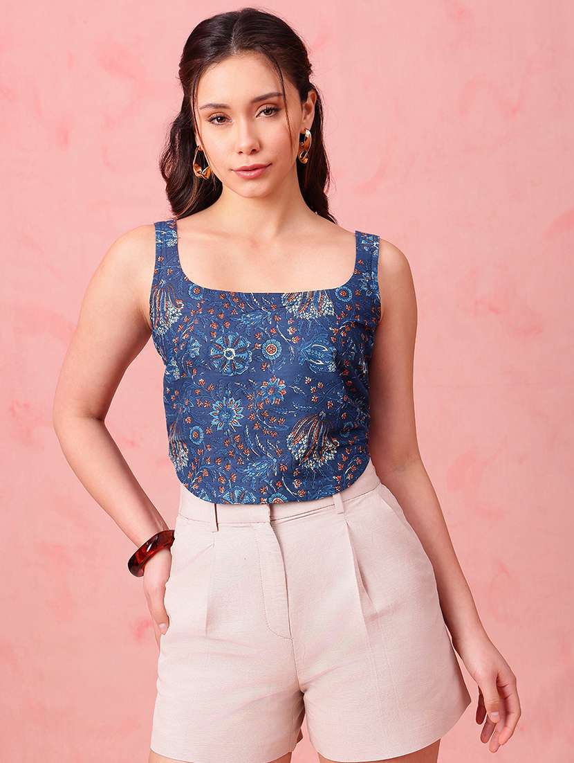 women floral printed sleeveless ethnic top - 22412610 -  Standard Image - 1